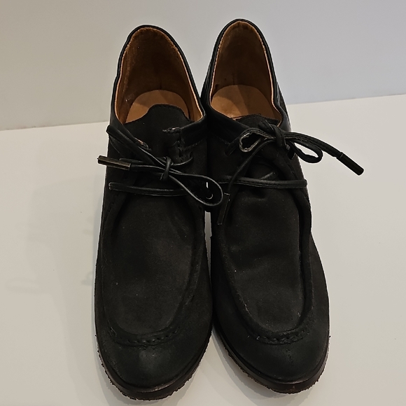 Frye Black Suede Parker Oxford Heeled Ankle Bootie for Women Size 7B - Picture 2 of 10